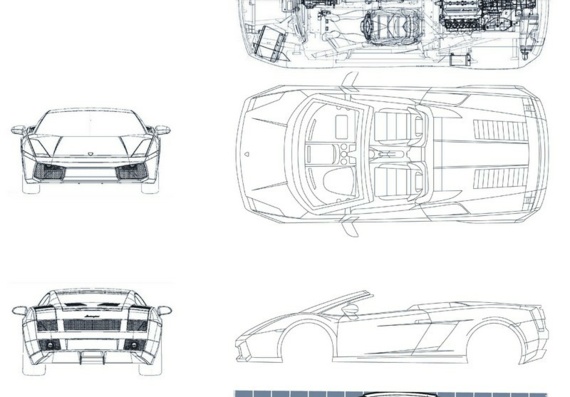 Lamborghini Gallardo Spyder - drawings (drawings) of the car